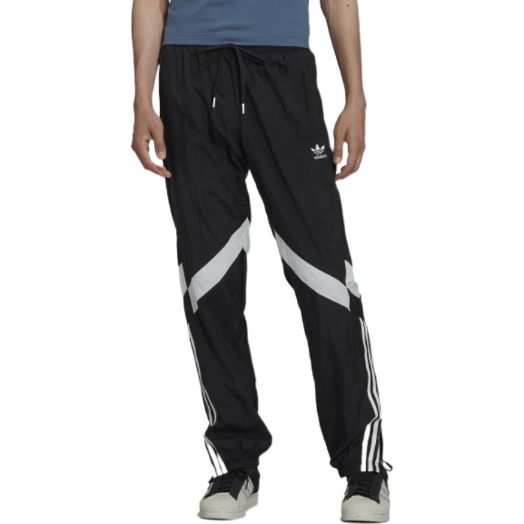adidas Originals Trefoil FW22, прямые спортивные брюки с принтом логотипа в полоску и завязками, мужские брюки черного цвета HK7325
