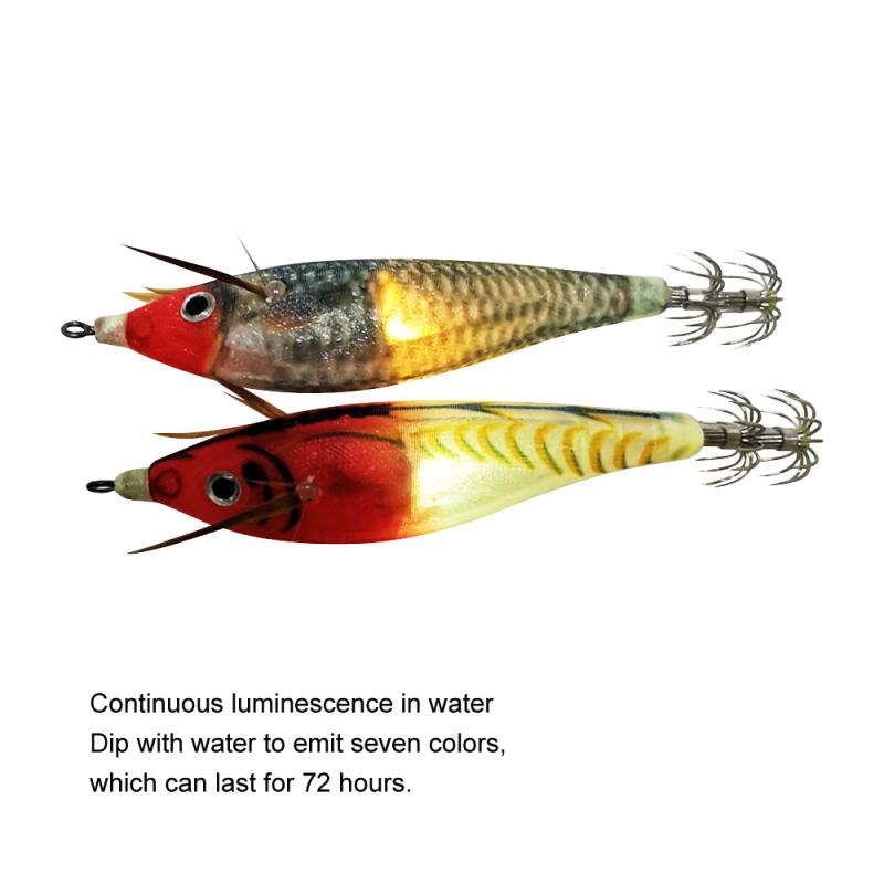 Рыболовная приманка для деревянных креветок с батареей, 7 шт., 10 см, крючок для кальмара, наживка для осьминога, джиги для кальмаров, приманки для каракатиц, искусственный воблер, жесткая приманка