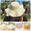 French Style Folding Straw Hats Wide Brim Women's Sun Hat Fashion Pearls Strap Straw Hat  Outdoor