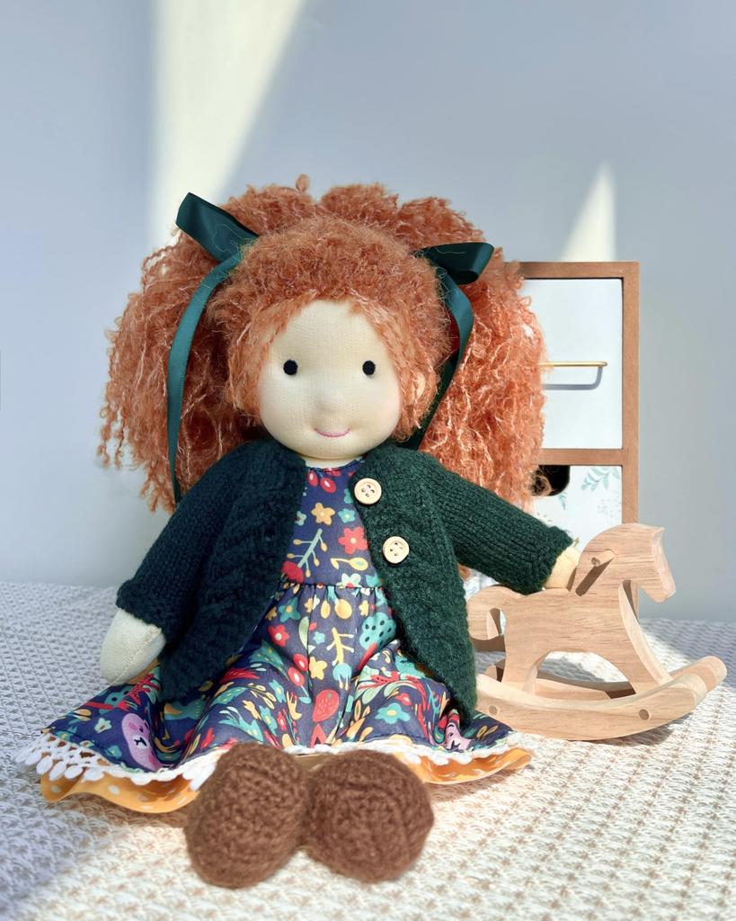 Кукла Вальдорф БлиссфулПикси Ручной работы Ханне Мягкая Девочка Плюшевая Идеально для Детей - 12" Игрушка,