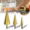 Titanium Coated Step Drill Bit Drilling Power Tools For Metal High Speed Steel Wood Hole Cutter