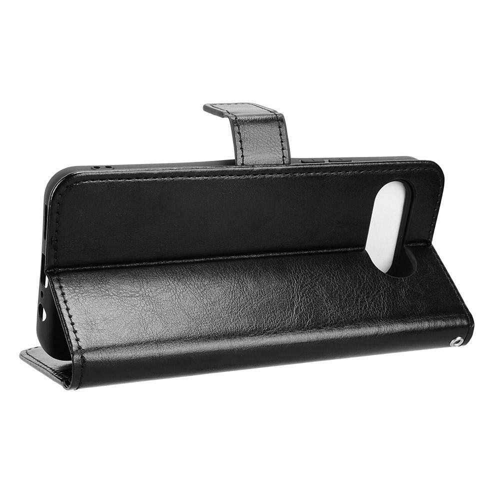 For T-Mobile T Phone 3/T-Mobile REVVL 8 PU Leather Case with Strap Crazy Horse Texture Phone Wallet Cover