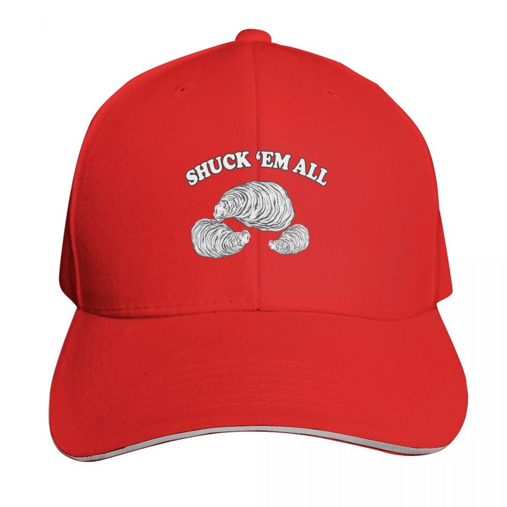 Shuck Em All Oysters Shucking Shellfish Pun Baseball Cap Designer Hat Trucker Cap Fashion Beach New In The Hat Womens Unisexs