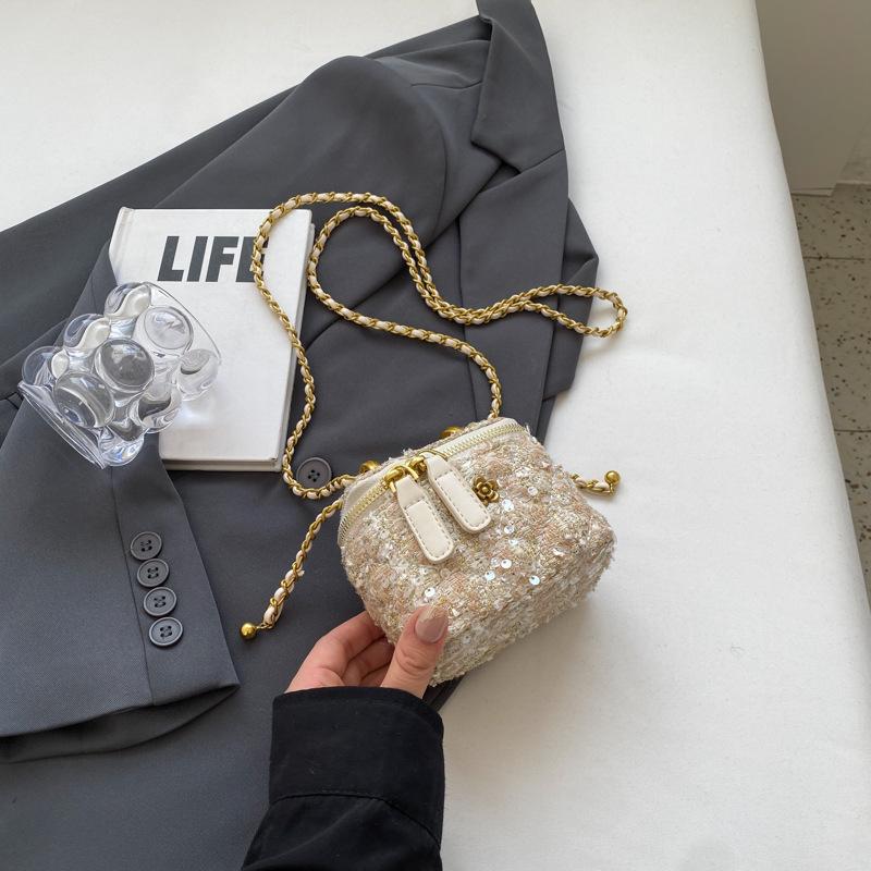 Шерстяная сумка женская осень-зима новая модная нишевая сумка-мессенджер на цепочке, мини-сумка-коробочка высокого класса