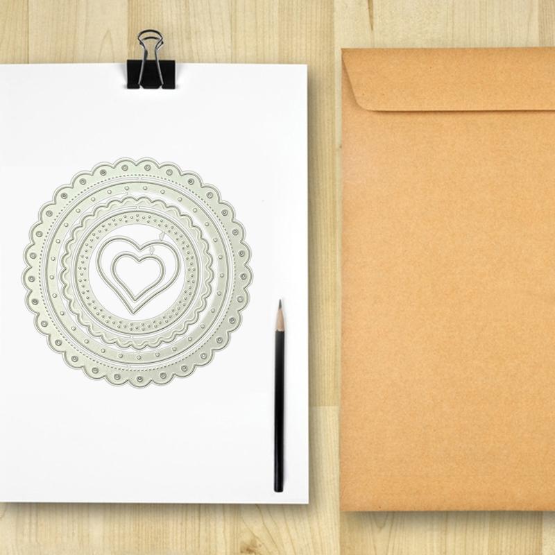 Handmade DIY Die Cut for Card Making Frame Heart Round Cutting Die Stencil Template Embossing for Scrapbooking Crafts