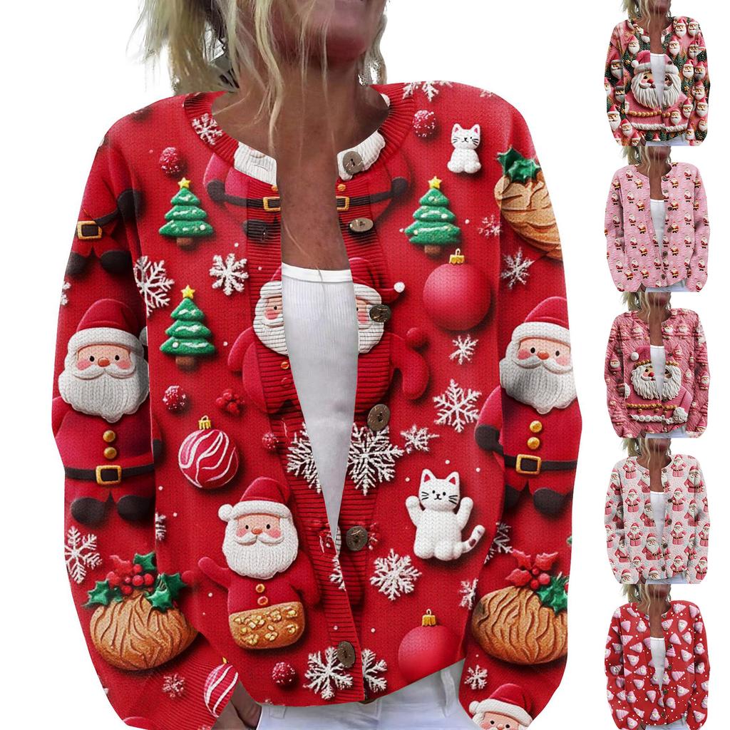 Women'S Christmas Sweater Cute Fun Christmas Sweater Fall And Winter Long Sleeve Knitted Sweater