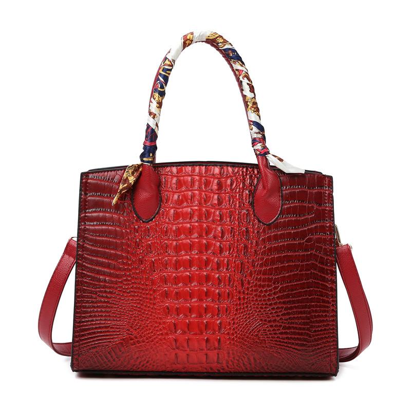 Европейская и американская мода. Трехсекционная сумка для матери и ребенка. Новая сумка с крокодиловым узором на одно плечо. Текстурная женская сумка через плечо.