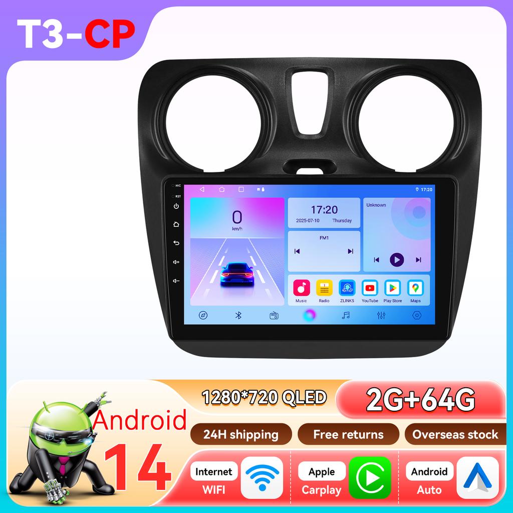 OSSURET Головное устройство Навигация GPS Android для Renault Dokker/Lodgy Dacia 2012-2021 Snapdragon AI Автомагнитола Мультимедийный плеер Android Auto Carplay