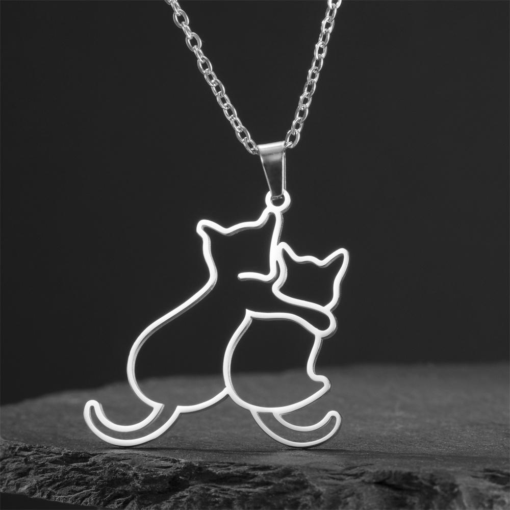 Мое обнимающее фигуру ожерелье с щенком и котенком для женщин и девушек, цепочка-подвеска из нержавеющей стали, животное, кошка, собака, циркон, подарки для любителей домашних животных