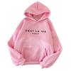 Long Sleeves Front Pocket Drawstring Fleece Lining Pullover Hoodie Autumn Winter Letter Printed Loose Women Sweatshirt Streetwear