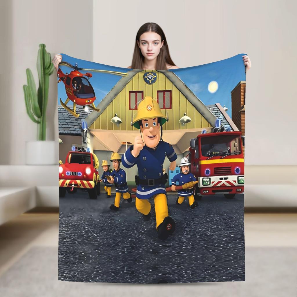 Firemans Sams Flannel Blanket Winter Super Warm Throw Blanket for Girls Boys Outdoor Pattern Bedspread Sofa Bed Cover
