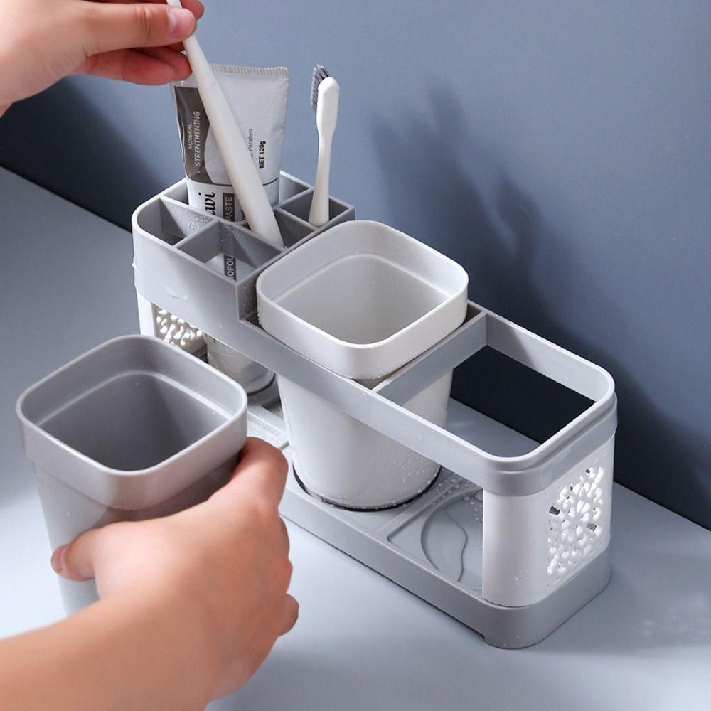 Главная Стоматологический держатель для ванной комнаты Органайзер для держателя Набор стаканов для ополаскивания полости рта Стакан для мытья Держатель зубной щетки