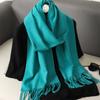 62Color Solid Women Winter Scarf Теплый Утолщенный Кашемировый Шаль Уличная Мода Роскошные Кисточки Пашмина Дамская Накидка Ветрозащитные Шарфы
