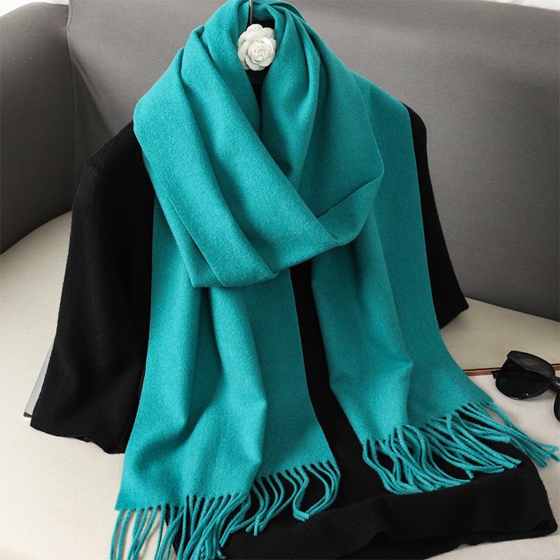 62Color Solid Women Winter Scarf Теплый Утолщенный Кашемировый Шаль Уличная Мода Роскошные Кисточки Пашмина Дамская Накидка Ветрозащитные Шарфы