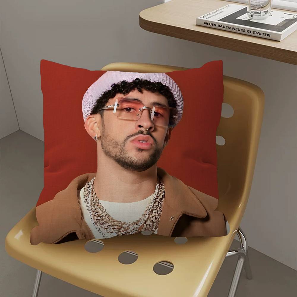 Подушка с изображением певца Bad Bunny Аниме-подушка Подушка для изголовья дивана-кровати Чехол для подушки Чехол для подушки x см Модная