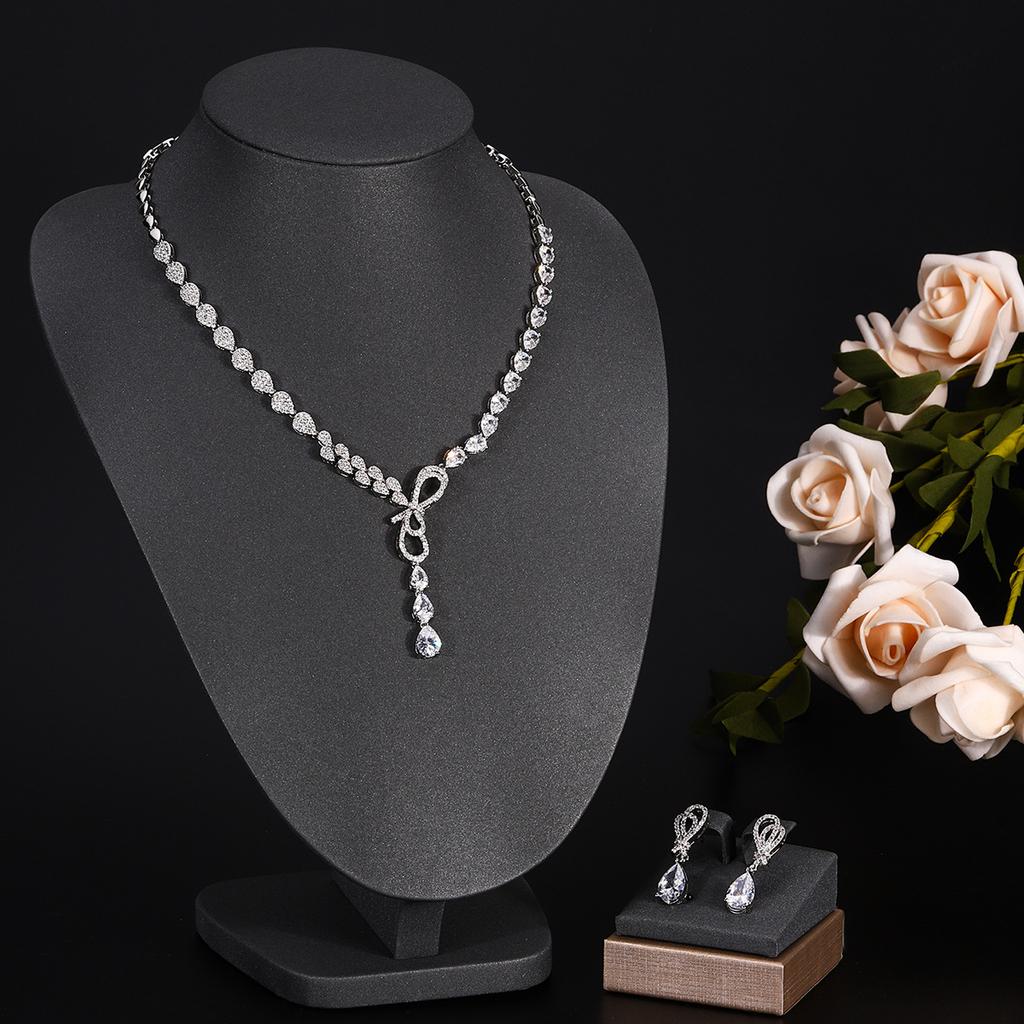 Ювелирные изделия в европейском и американском стиле, ожерелье с каплями воды из циркона, женственное свадебное платье, высококачественные свадебные украшения, комплект сережек-гвоздиков