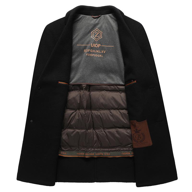 Двустороннее шерстяное пальто мужское съемное белое утиное пуховое пальто Live Inside Live Face Two Wear осенне-зимнее мужское шерстяное пальто