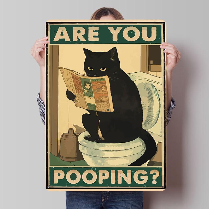 Are You Pooping Funny Cat Metal Poster Custom Wall Art Retro Vintage Tinplate Signs for Man Cave Room Decoration Home Decor Men
