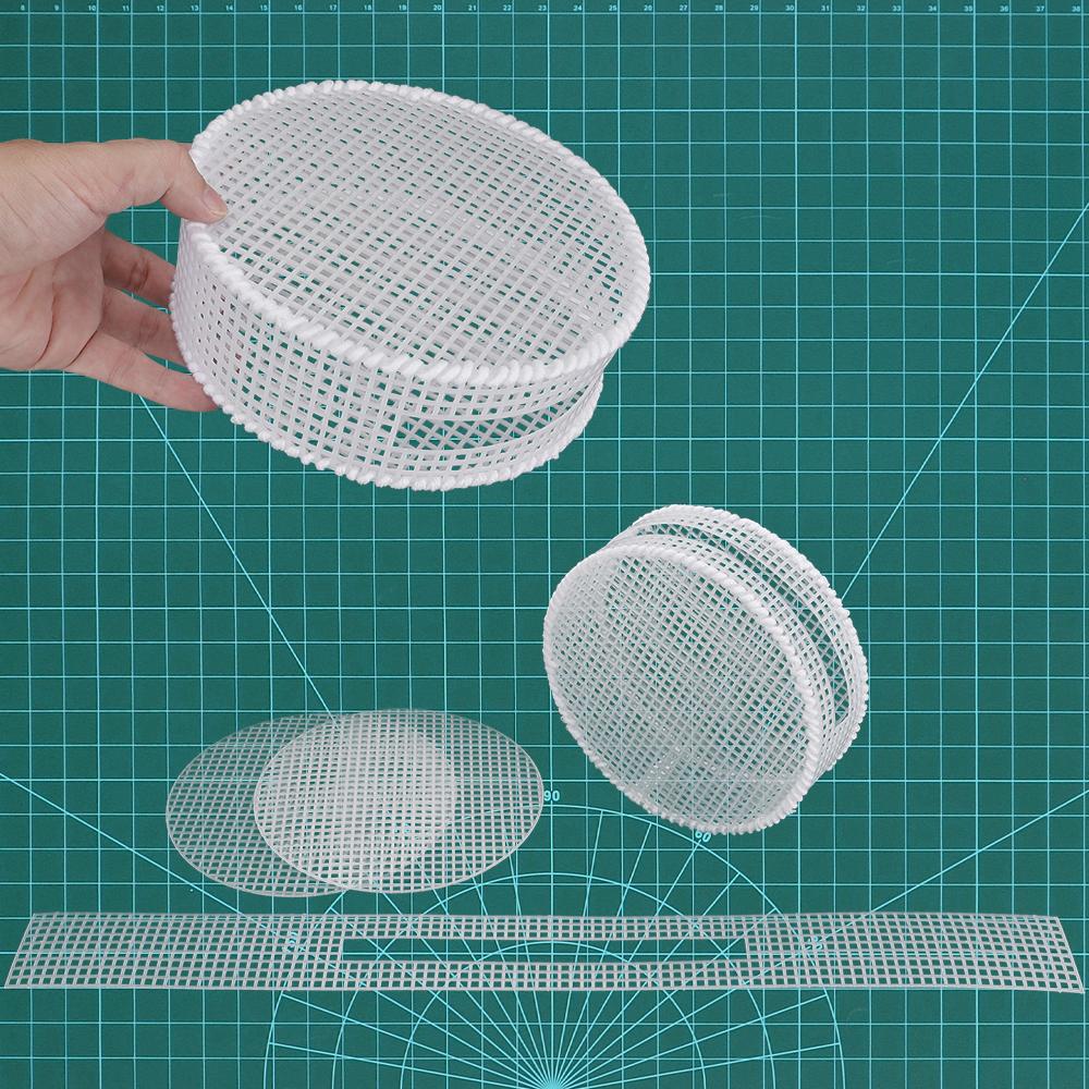 5Set DIY crochet plastic mesh sheet, circular shape plastic grid plate template, hand weaving yarn hook wrapped plastic sheets
