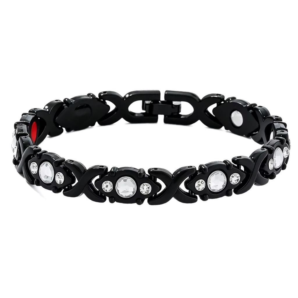 Ladies Detachable Energy Magnetic Bracelet Eco Friendly Rhinestone Adjustable Bangle