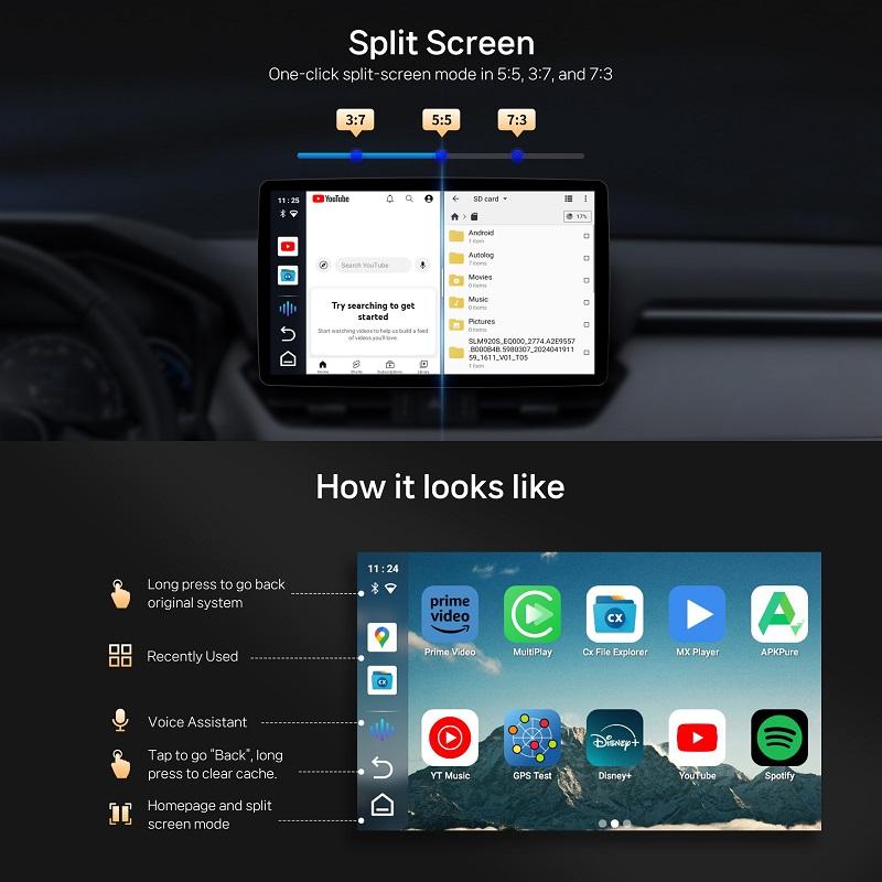 Беспроводной автомобильный адаптер Smart AIbox Car Wireless CarPlay, подключаемый к беспроводной приставке CarPlay по принципу Plug and Play.