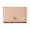 Gucci GG Marmont Logo Print Snap Closure Canvas And Leather Trim Card Holder Wallet Women wallet Beige Ebony 790067-AADQE-5741
