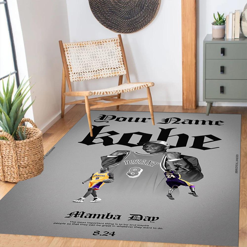 Kobe Customizable Name Carpet Suitable For Game Room Entryway Dormitory Study Room Antislip Carpet Office Home Decor Perfect Gift For Womenmen