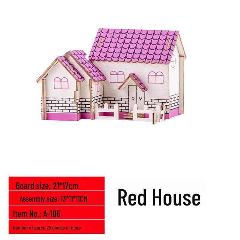 3D деревянная модель дома-головоломки: Развивающая игрушка для раннего обучения детей