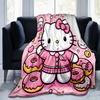 1pc Dessert Hello Kitty Throw Blanket, Soft Warm Home Decorative Blankets for Couch Bed Sofa, Living Room, Travel, Camping, Car Blankets, Beach, Offic