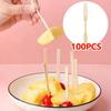 100 шт. Одноразовые фруктовые вилки Бамбуковая ресторанная посуда Десертные коктейльные вилки Принадлежности для вечеринок