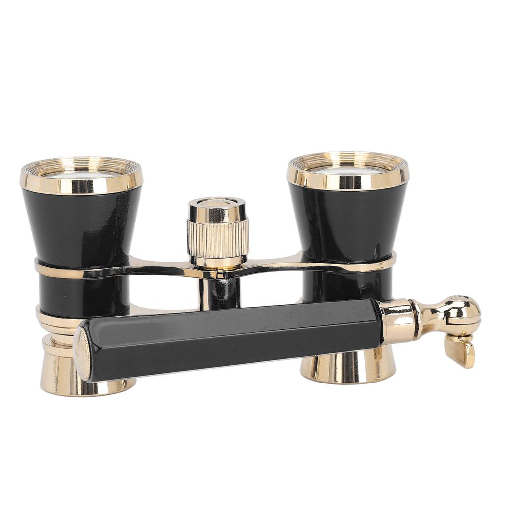 Opera Glasses Binoculars with Handle 3X25 Metal Portable Theater Glasses for Watching Drama Stage Play Art Performance