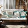 Teal Dahlia Floral Throw Pillow Covers, Geometric Flower Print Cushion Cases, Minimalist Neutral Home Decor Bedroom Living Room
