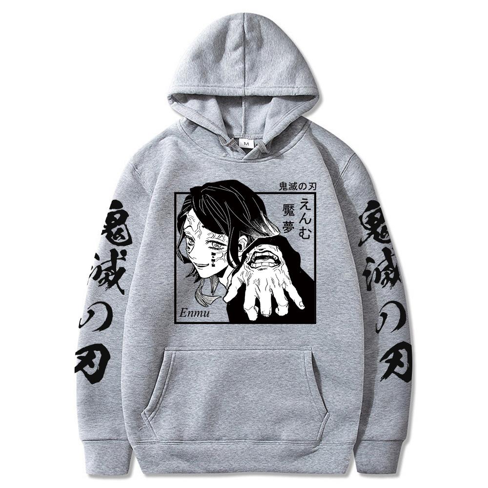 Anime Demon Slayer Enmu Hoodies Unisex Casual Long Sleeve Pullover Sweatshirt Harajuku Oversized Unisex Streetwear Hoodie