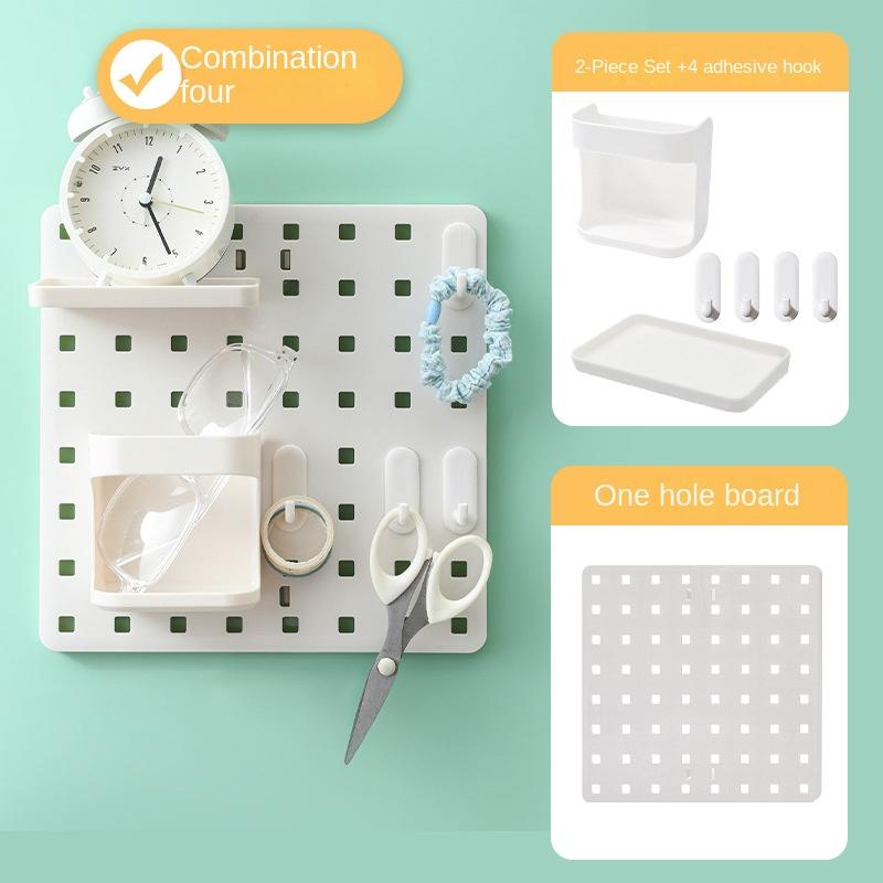 3873 Бытовая настенная полка для хранения с отверстиями для хранения вещей Стойка для показа в общежитии Подвесная доска для учебного стола Отделка Стеллаж для хранения вещей