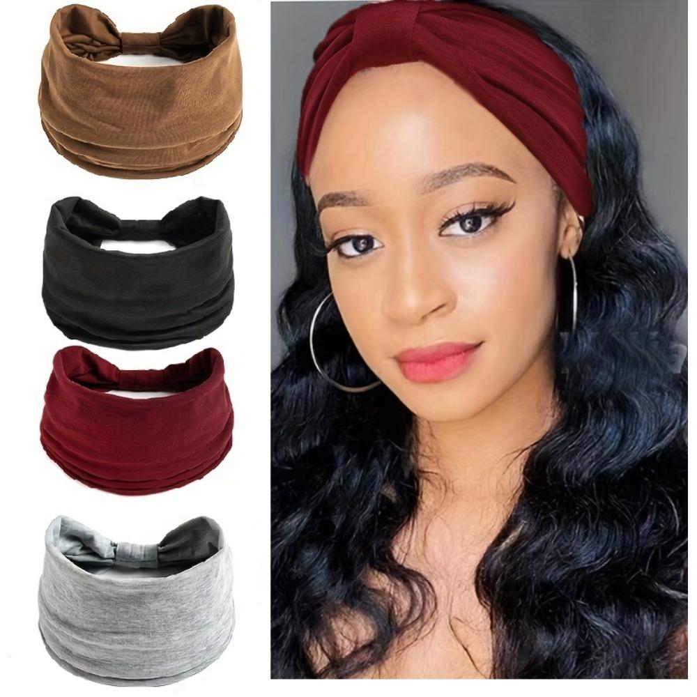 Женская однотонная повязка на голову для йоги, вязание эластичные ленты для волос, тюрбан, обруч для макияжа, винтажная повязка на голову, модные аксессуары для волос