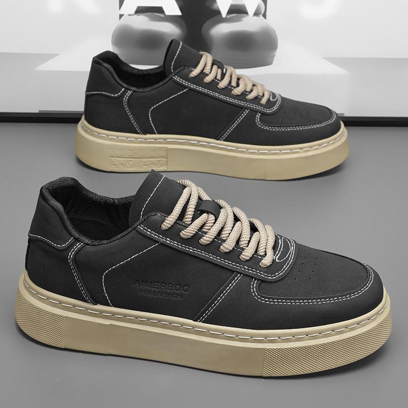 Fashion Men's Casual Shoes 2025 Autumn New Fashion Vintage Non Slip Platform Sneakers Outdoor Comfortable Lace Up Height Increase Flats