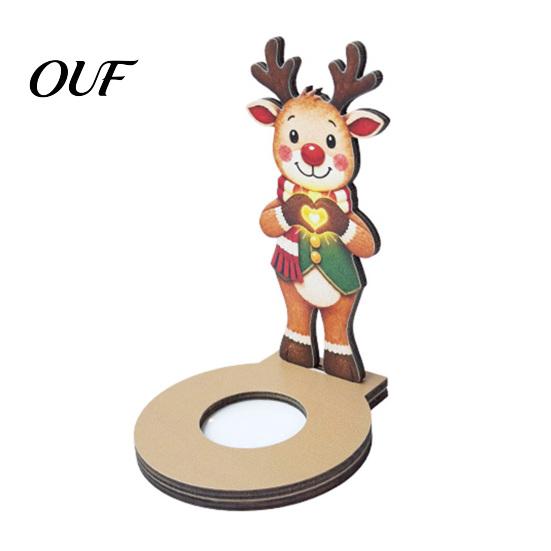 Decorative Candle Holder for Windowsills Wooden Christmas Tealight Holder, Santa Snowman Angel Reindeer Creative Holiday Gifts Friends Figurine,
