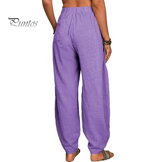 Женские повседневные брюки, эластичные, с высокой талией, однотонные шаровары с карманами, свободный крой, дышащие, длинные брюки, повседневная одежда