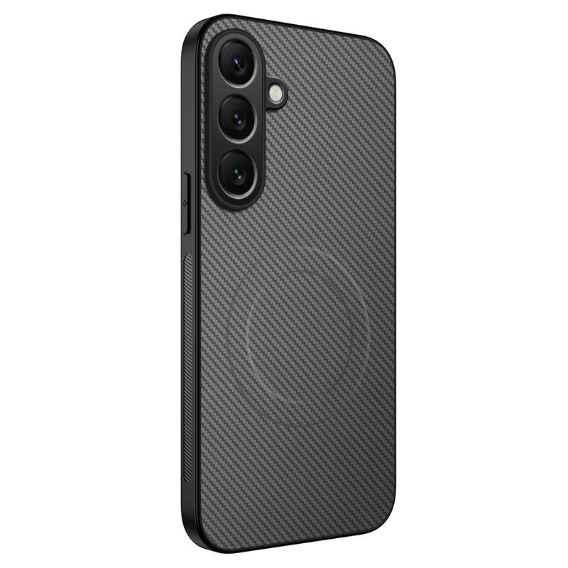 For Samsung Galaxy A55 Luxury Carbon Fibre For Magsafe Magnetic Case For Samsung A55 Wireless Charging Lens Protector Cover