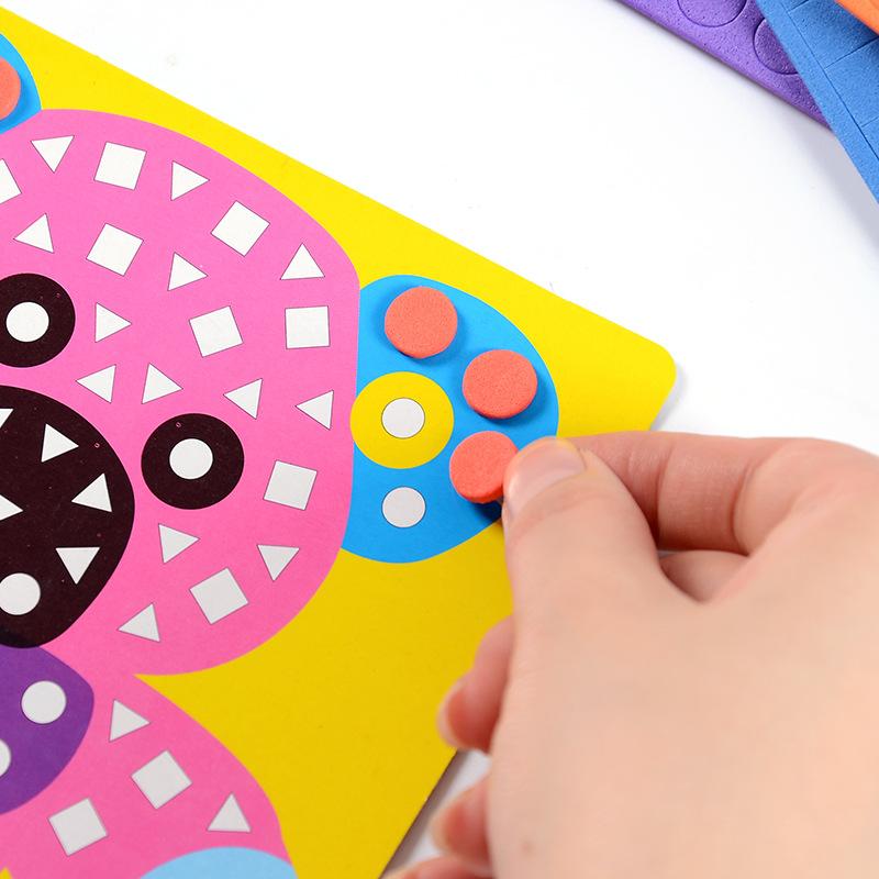 6/12 шт. EVA Липкие Детские 3D Мозаики Пазл Игрушка Пена Ручная работа DIY Искусство Мультяшный Узор Креативные Развивающие Игрушки для Детей TMZ