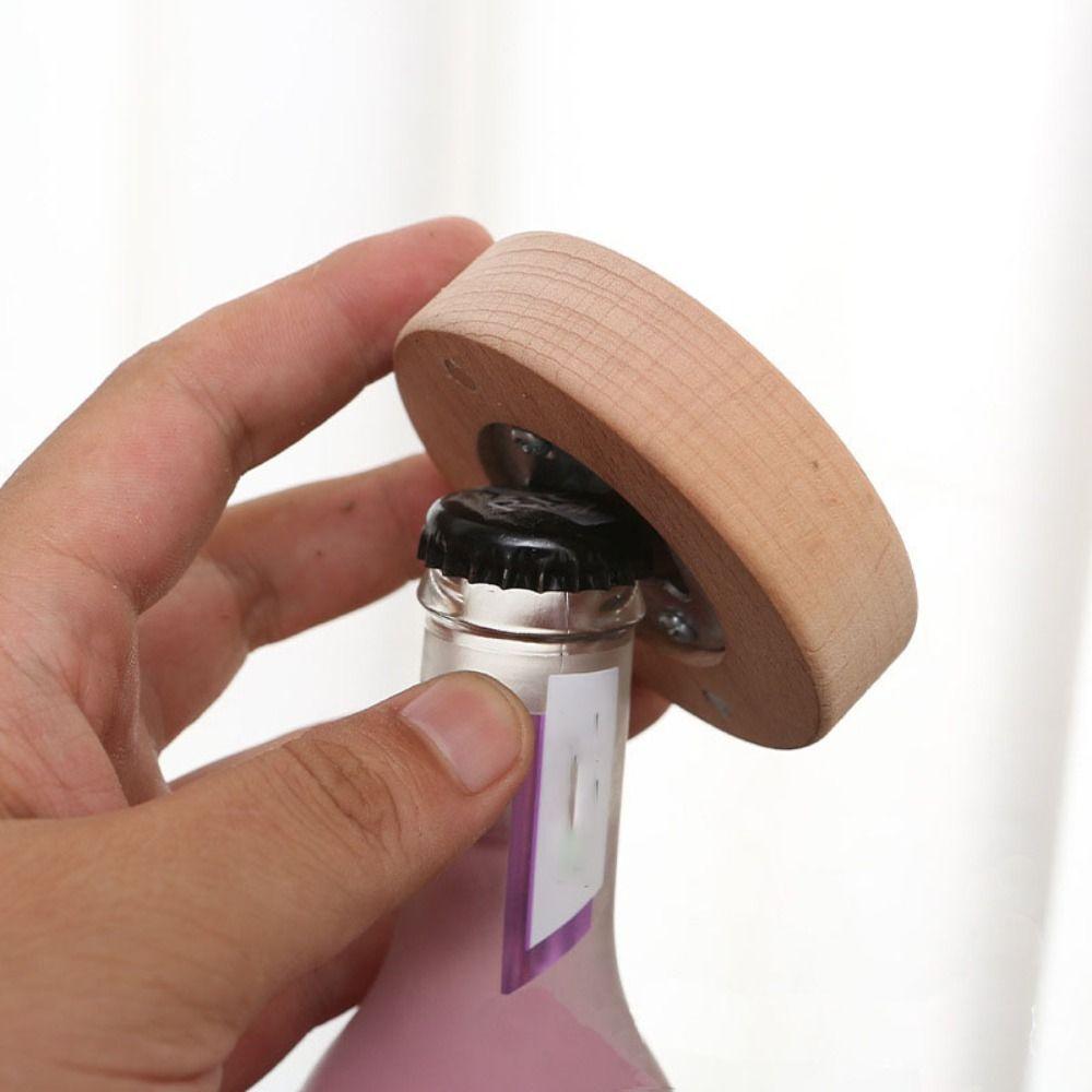 5pcs Magnetic Bamboo Blank Bottle Opener Round Fridge Magnet Kitchen Gadget Beer Opener  Soda
