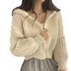Autumn/Winter 2025 Chunky Knit Hooded Cardigan - Lazy Style Women's Loose Turn-Down Collar Sweater