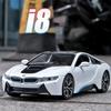 1/24 BMW I8 Supercar Alloy Car Diecasts & Toy Vehicles Car Model Sound and Light Pull Back Car Toys for Kids Gifts