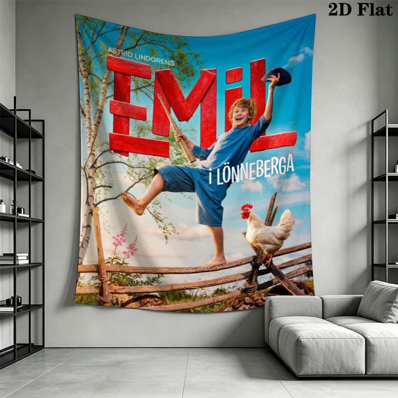 Emil i Lönneberga Tapestry, Astrid Lindgren Story Character Wall Hanging, Wall Backdrop for Bedroom Home Decor