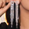 Exquisite Luxury Shiny Rhinestone Long Tassel Earrings Niche Design Fashion Earrings High-End Women's Earrings Bridal Earrings