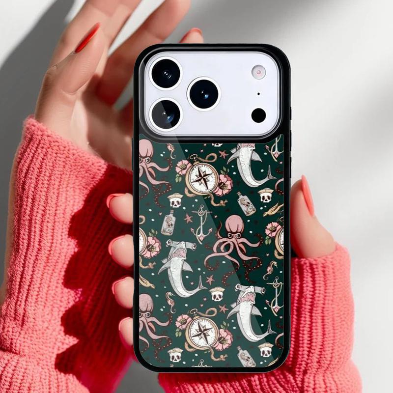 Морские обитатели Осьминог Мягкий чехол для телефона для iPhone 17 16 15 14 13 Pro Max Задняя крышка для 12 11 Pro Coque