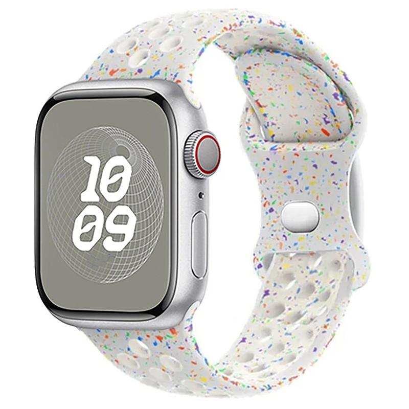 Спортивный ремешок с цветными частицами, резиновый ремешок для Apple Watch 49 мм 46 мм 45 мм 44 мм 42 мм 41 мм 40 мм для IWatch 11 10 9 8 7 6 5 4 3 SE
