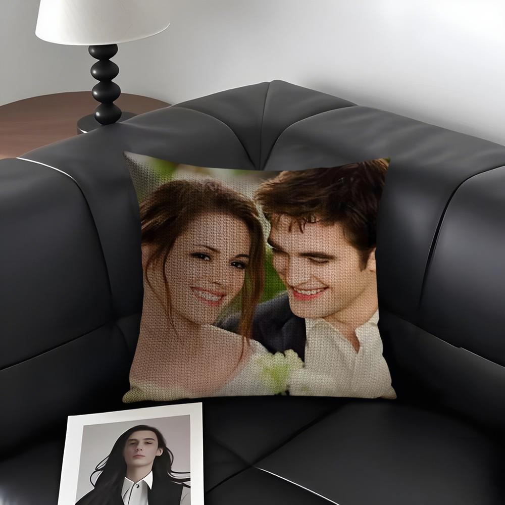 TTwilight Movie Cushion Cover Natural Linen Organic Fabric DoubleSided Printing Sofa Home Decor Gift Pillow Case