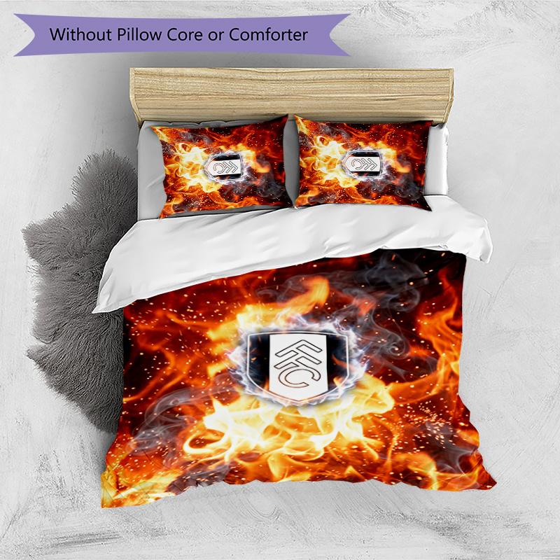 Fulham Football Printed 3 Pieces Bedding Set, Comfortable Skin Friendly Bedroom Duvet Cover Set