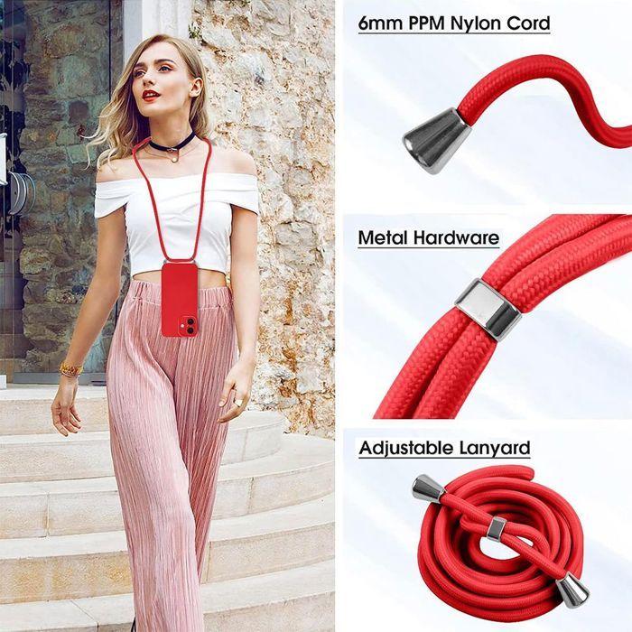 Coque TPU - BOOLING - pour iPhone 17 Pro Max - Antichoc Silicone Mince avec Bandoulière Rouge
